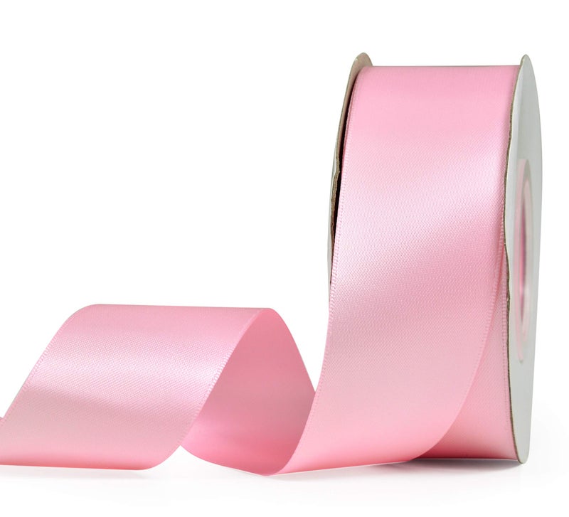 YAMA Pink Double Face Satin Ribbon 1 1/2 Inch 25 Yards Pink Fabric Ribbon for Gift Wrapping Crafts Hair Bows Wedding Party Decoration - Image 1